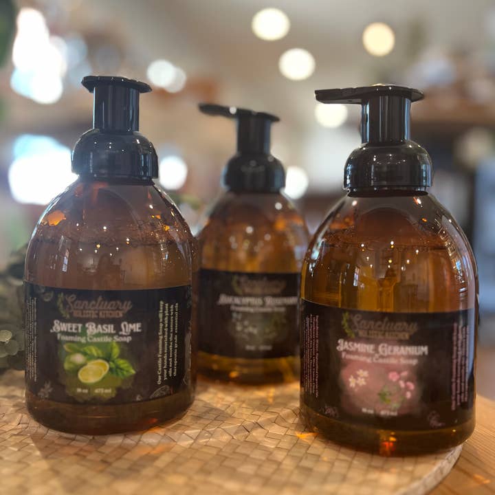 16 oz - Castille Foaming Soap for wholesale by Sanctuary Holistic Kitchen