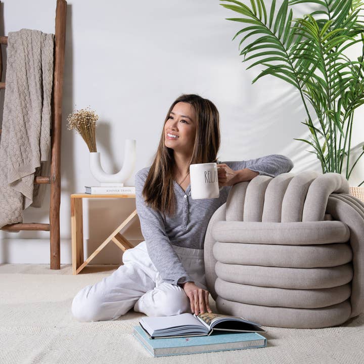 Pink Lemonade – Engroshandel Puf – Knudet puf - stor - hør sandmelert