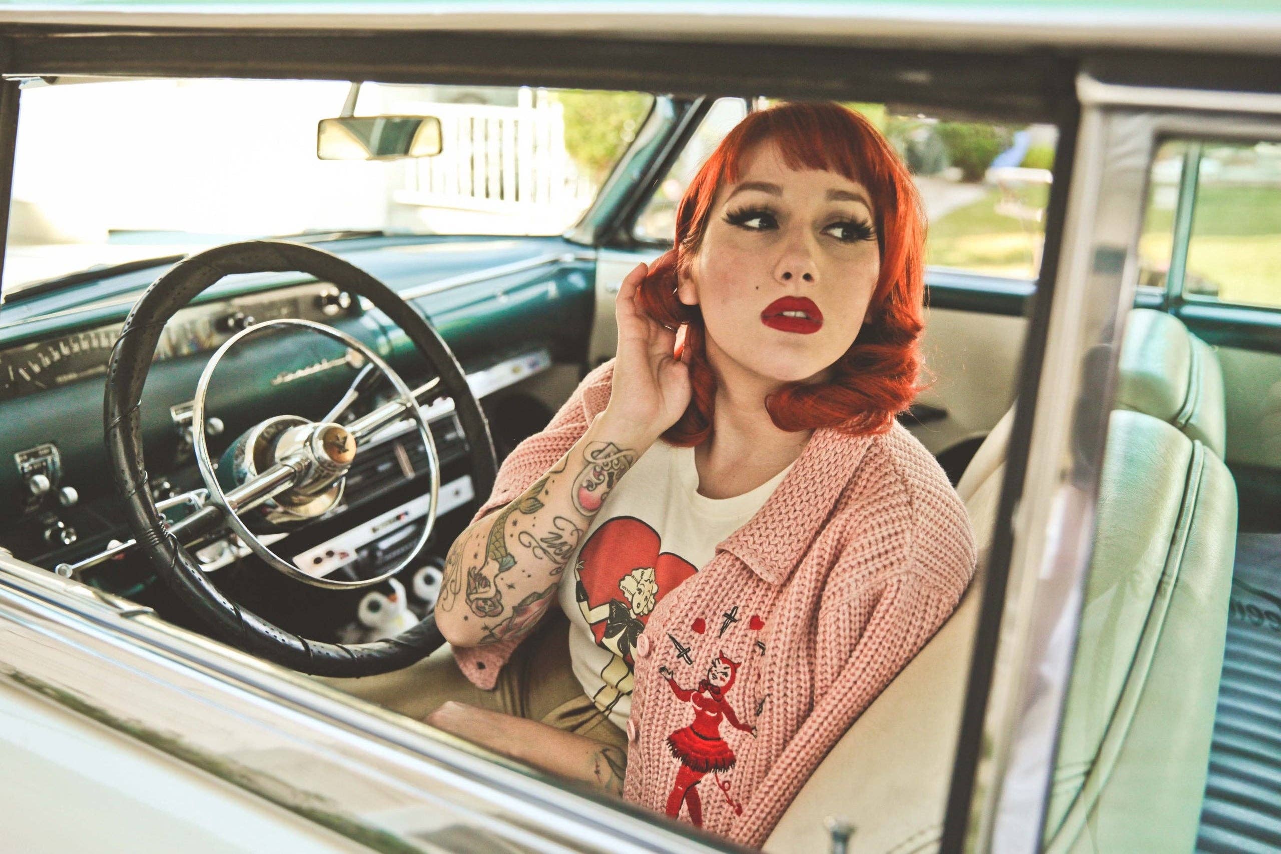 Mischief Made - Wholesale Knit Sweater - Women's - Dagger Devil Cropped Sweater in Peach2