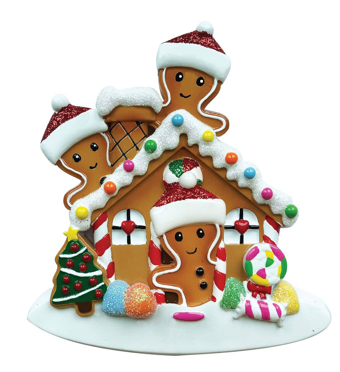PolarX Ornaments - Vente Objets de décoration - Ornement personnalisé Gingerbread House Family1