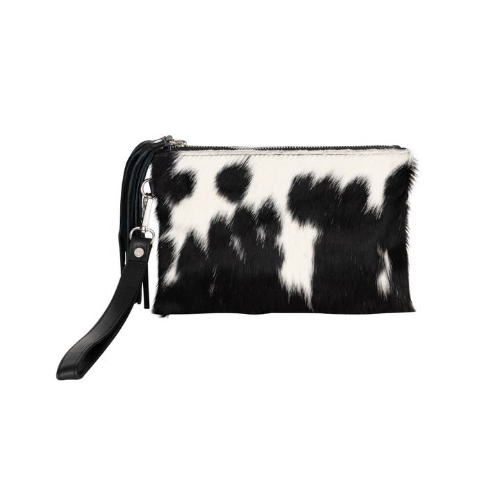 Greenwood Leather AU - Wholesale Wristlet - Savanna Hair-On Hide Wristlet – Black & White Leather Pouch