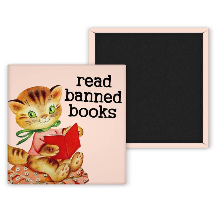 Read Banned Books Cat Magnet for wholesale by The Pin Pal Club