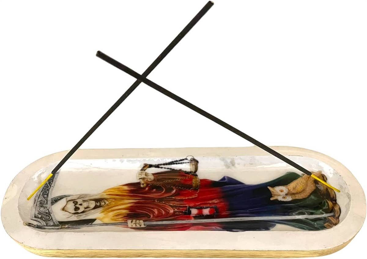Ritual Scent - Wholesale Incense - Govinda Wooden Handmade Incense Holder Santa Muerte Rainbow2