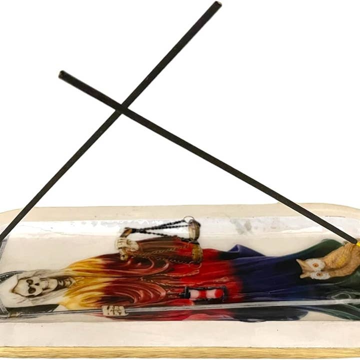 Ritual Scent - Wholesale Incense - Govinda Wooden Handmade Incense Holder Santa Muerte Rainbow2
