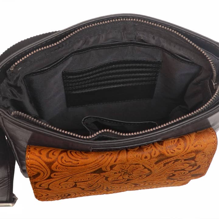 Alta Quero - Wholesale Crossbody Bag - Women's - Embossed Genuine Leather Crossbody Bags (2-Pack)–Floral+Leaf10