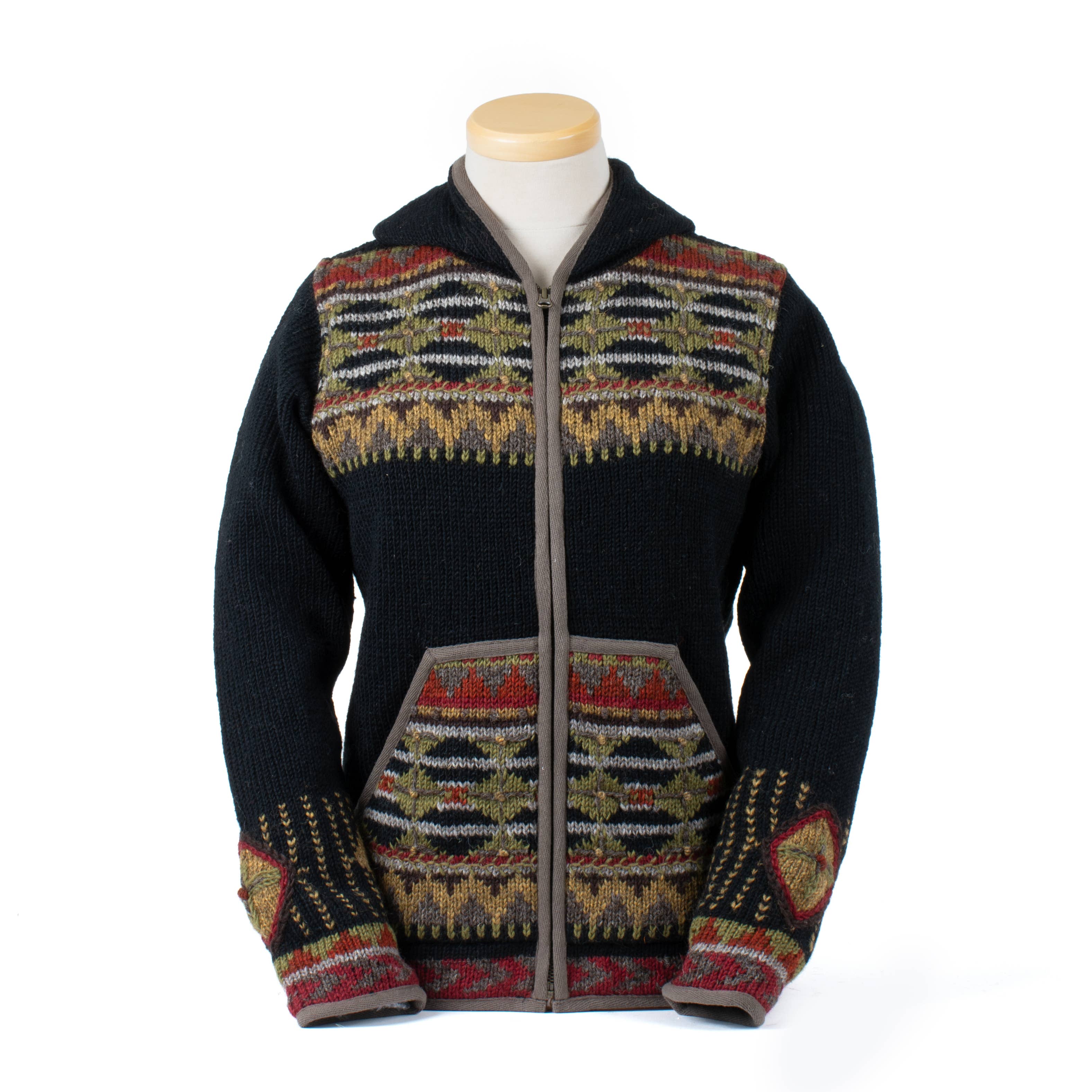 Lost Horizons Knitwear – Ships from USA - Wholesale Knit Sweater - Women's - Dakotah Hooded Wool Sweater with Western Pattern6