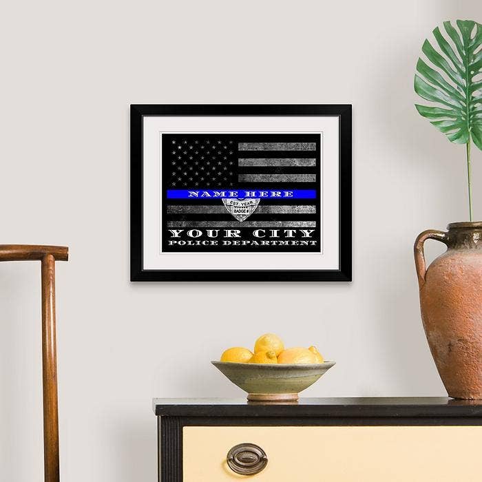 Modern Memory Design Picture Frames - Wholesale Art Print - Columbus Police Officer Thin blue Line Flag Gift Art2