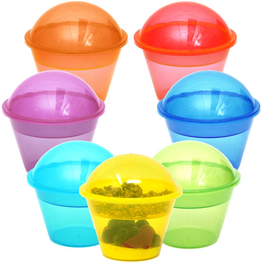 Youngever 7 Sets Plastic Kids Cups with Lids and Straws, 7