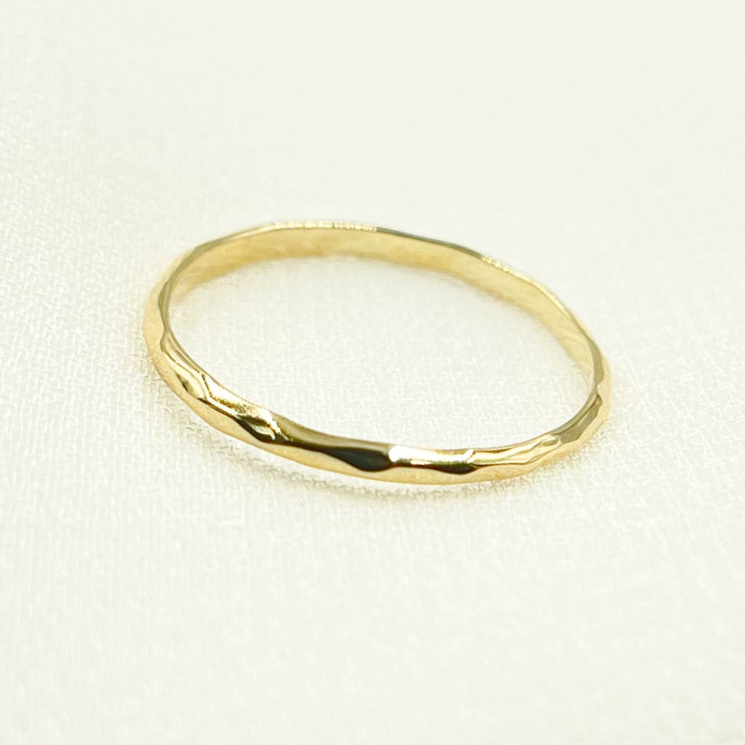 Yellow RAZ01296. 14K Solid Gold Hammered Ring for wholesale on Faire