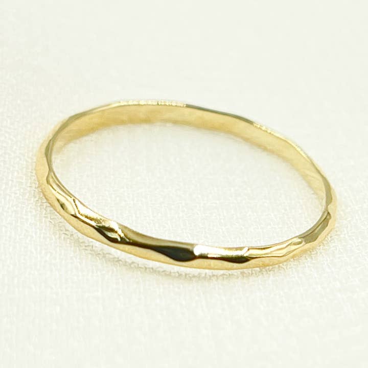 Yellow RAZ01296. 14K Solid Gold Hammered Ring for wholesale on Faire0