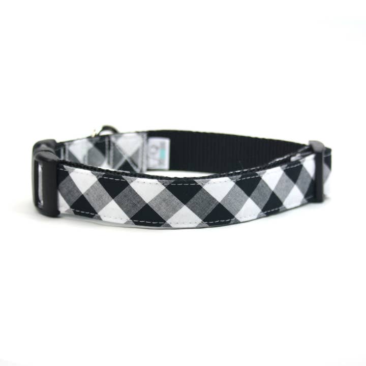 Dusidog - Wholesale Pet Collar - Dog - Black and White Buffalo Plaid Dog Collar - The Dawson