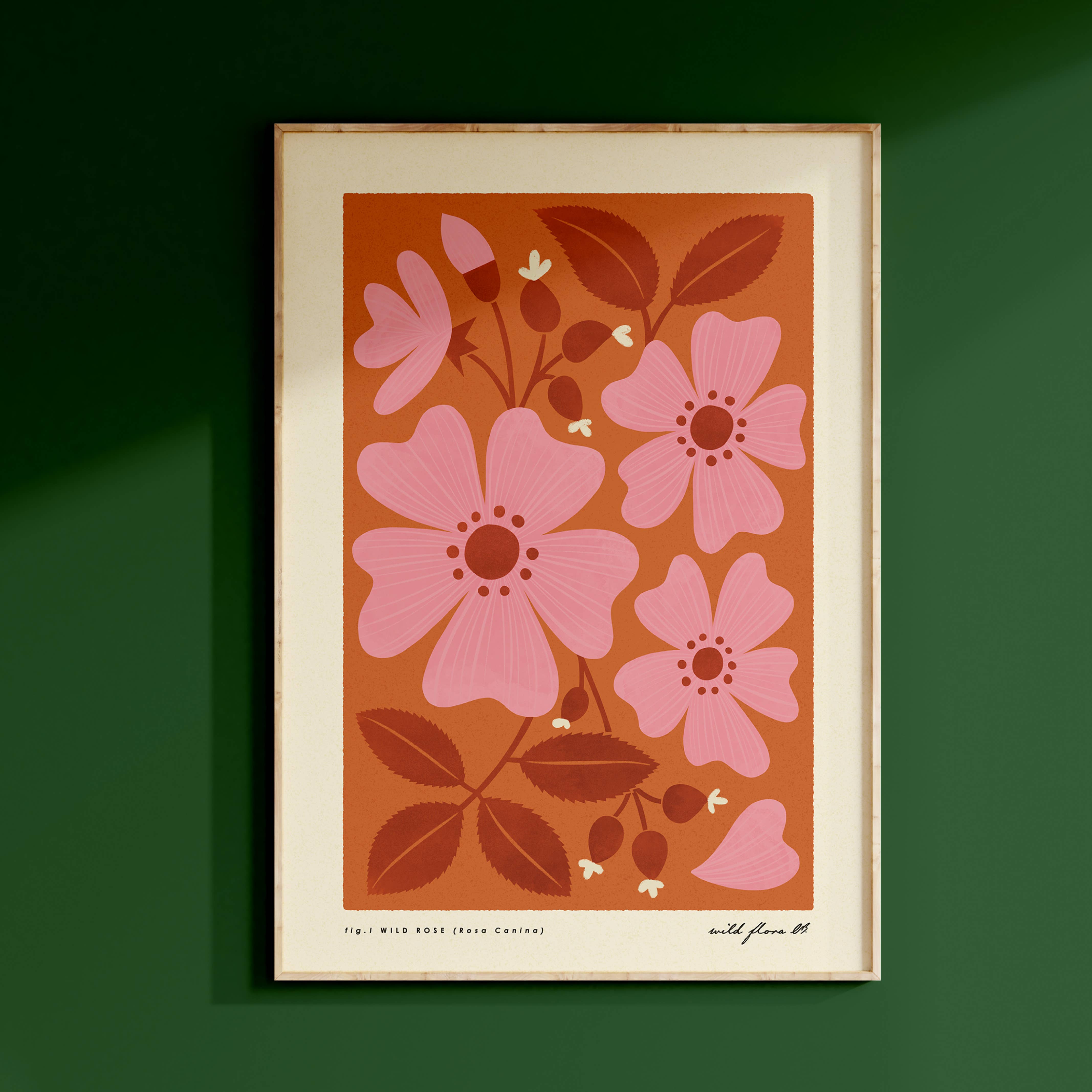 Bird & Co Studio – wholesale Art print – Wild Rose | Modern-Retro Wildflower Art Print | Wall Decor3