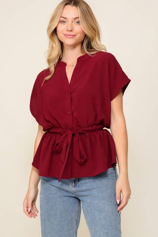 Vanilla Monkey - Wholesale Blouse - Women's - Button Down Long Sleeve V-Neck Top3