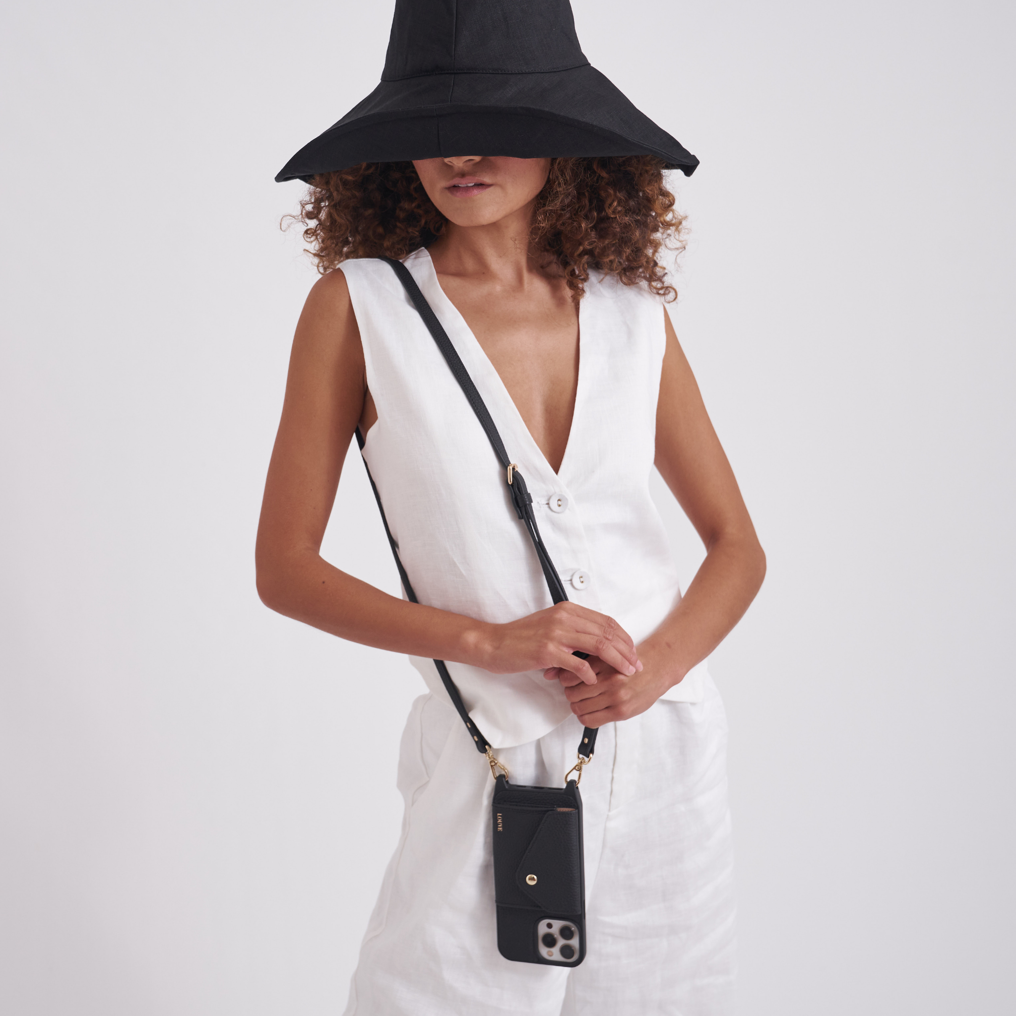 Louve Collection - Wholesale Phone Wallet - Women's - Zoë Black Leather Phone Case Wallet & Matching Strap34