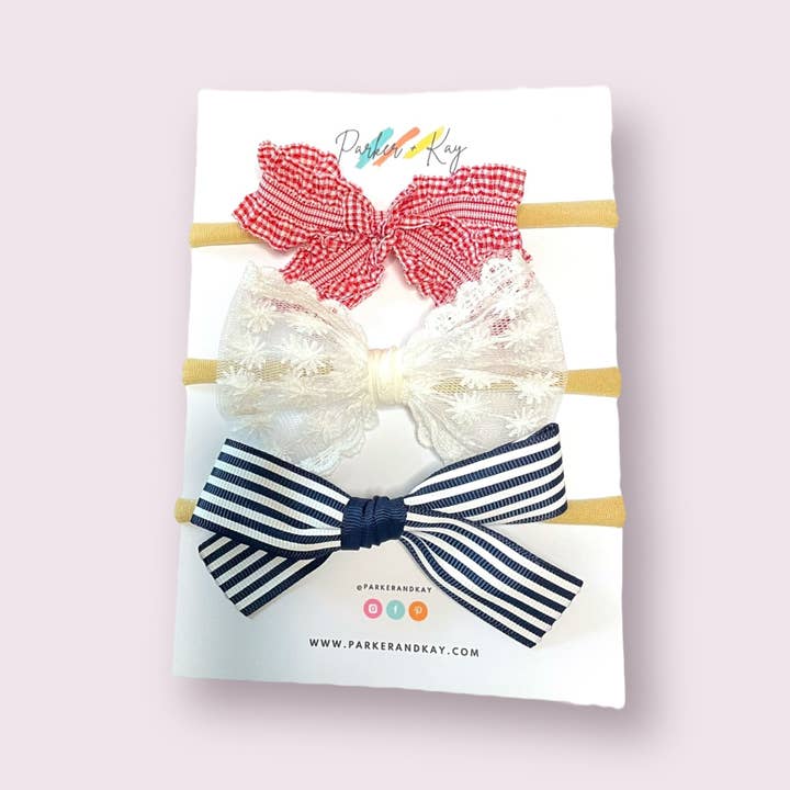 Parker and Kay Collective - Wholesale Hair Bow - Kids - Patriotic Hair Bow 3-Piece Set4