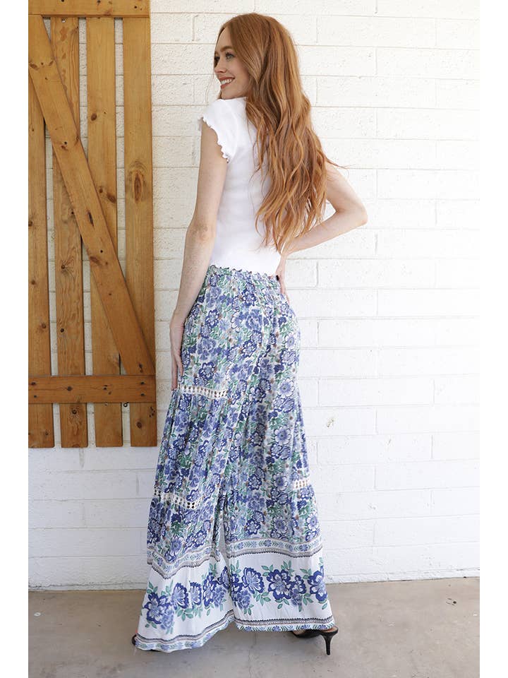 ANGIE - Wholesale Pants - Women's - 25R84-FQ54 WIDE LEG PANTS WITH SMOCKED WAIST AND LACE INSETS4