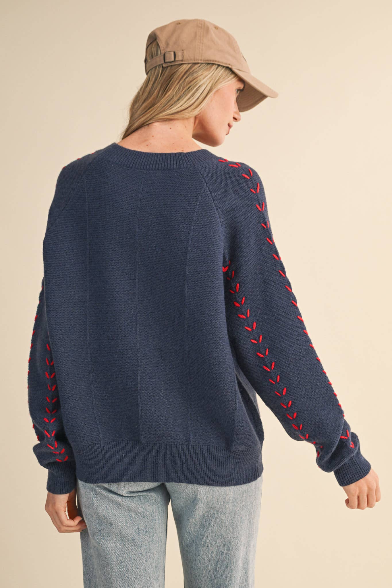 &MERCI - Wholesale Knit Sweater - Women's - EMBROIDERED LONG SLEEVE PULLOVER SWEATER MSW1117931