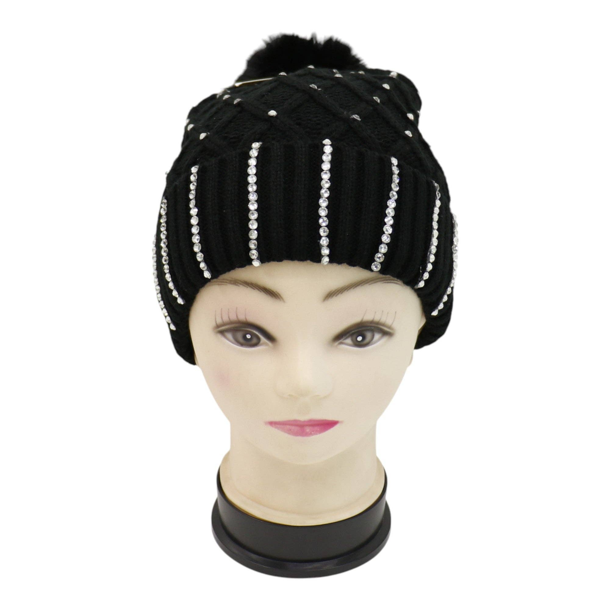 DIVERSE Pom Pom Mössa med Strassdekoration H20-45 (12ST) för wholesale på Faire6