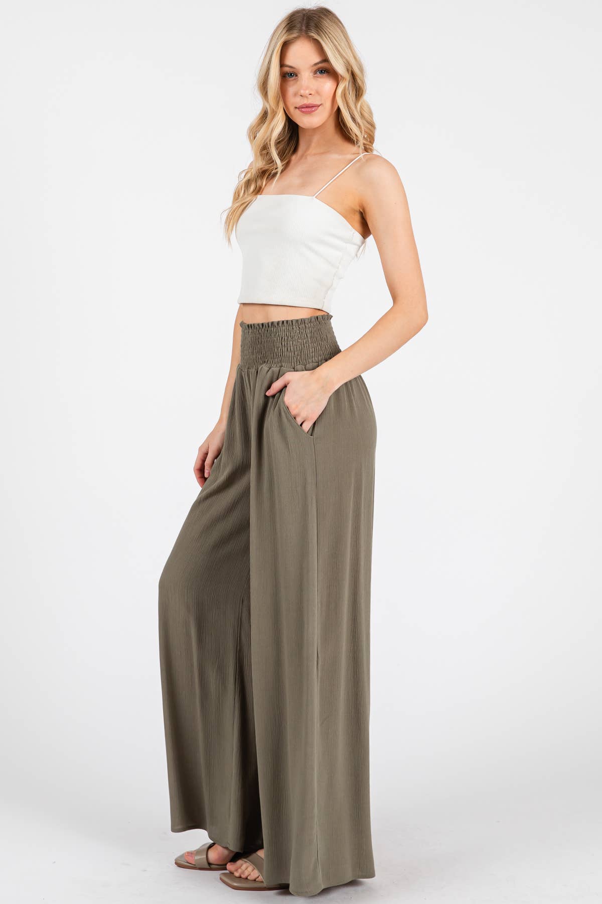 Final Touch – wholesale Pants – Women's – Heavy Gauze Wide Leg Pants - NP70263D-HV12