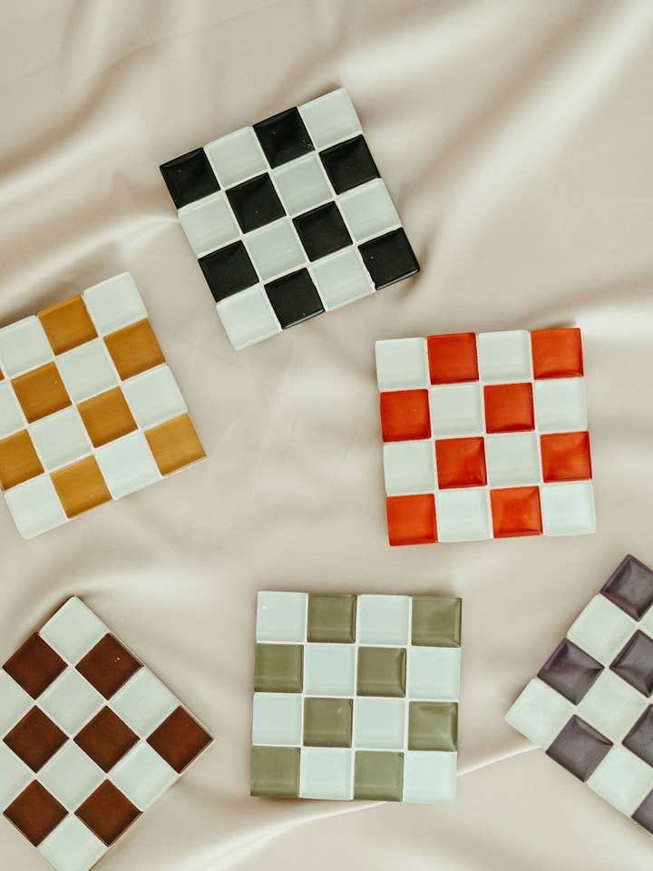 Statement Glass Tiled Coasters for wholesale by Lolitas Candle Co