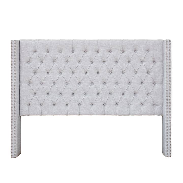 Olliix - Wholesale Headboard - Upholstered Winged Tufted Bed Headboard, Soft Grey *