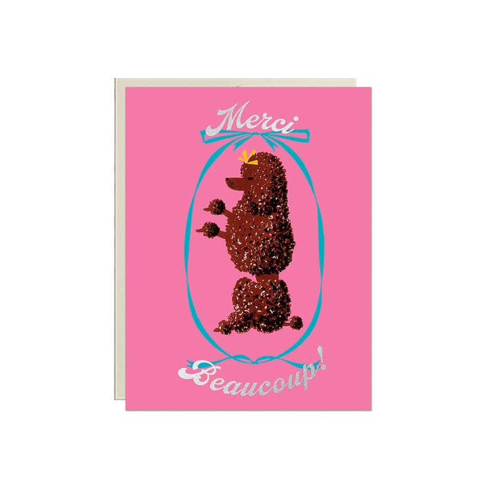 Lucky Goods Paper - Wholesale Thank You Card - Merci Beaucoup Poodle Card