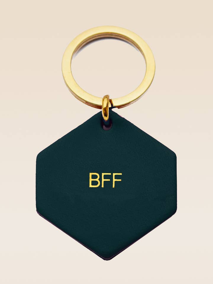 Llavero personalizado BFF de piel verde abeto para venta al por mayor de FAUVETTE PARIS