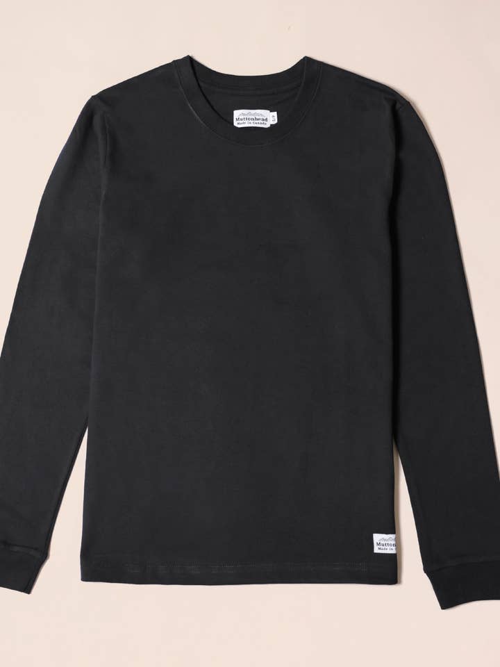 Longsleeve Tee - Black Organic Cotton for wholesale by Muttonhead