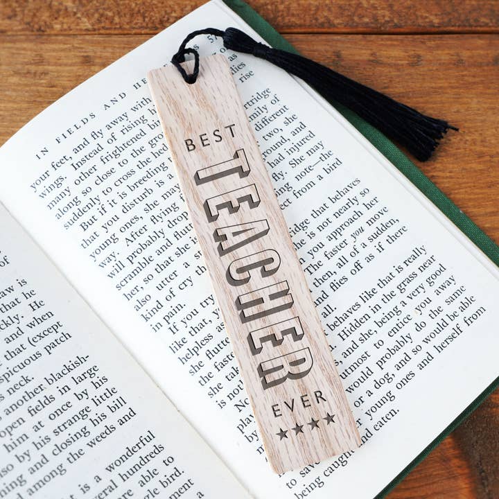 Bokmärke i ek - 'Bästa läraren någonsin' för wholesale av CGB Giftware