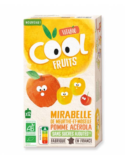 Cool Fruits - Compote Mirabelle Pomme x12 gourdes pour la vente par Vitabio