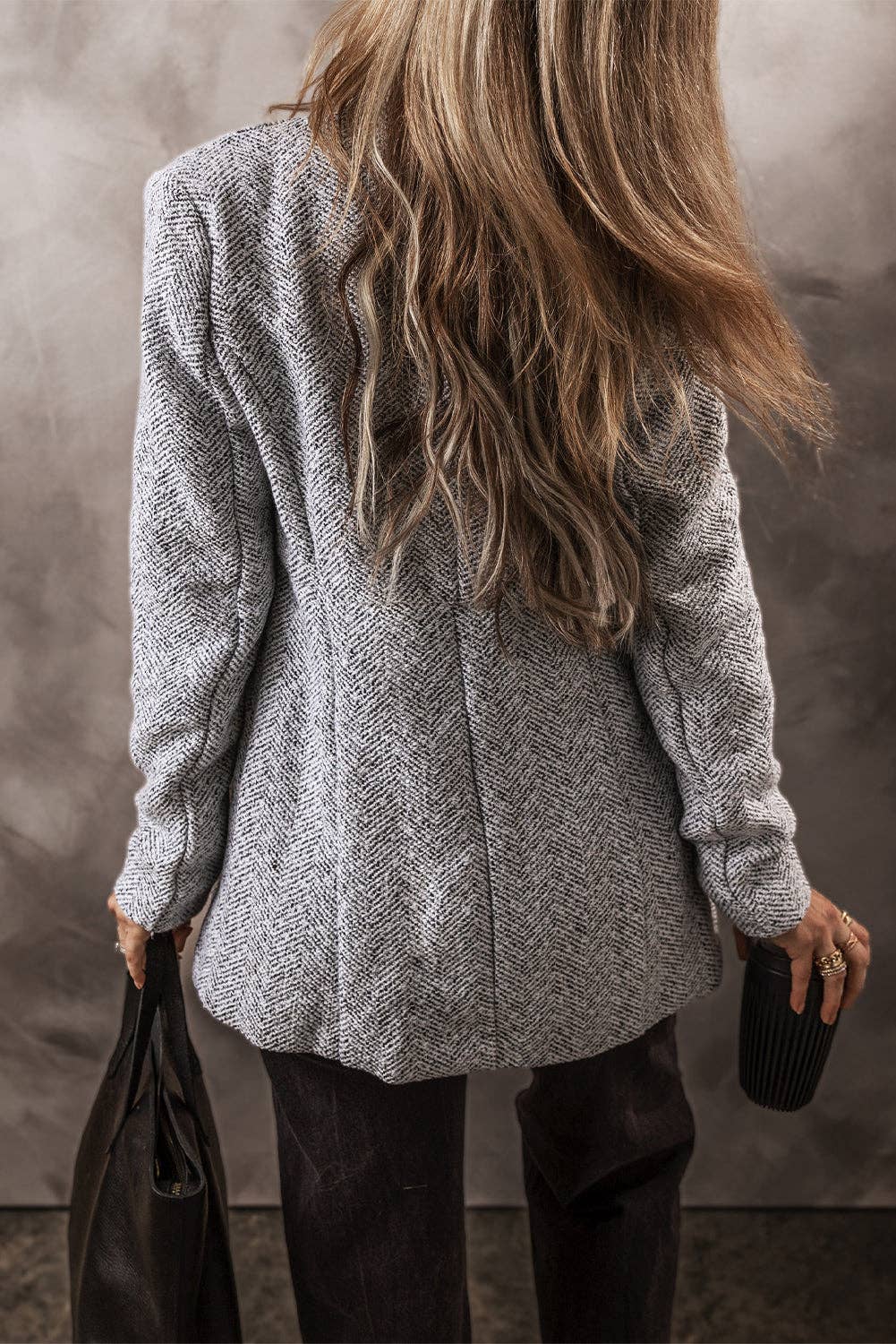 Gris clair Manteau long à col à revers Aitana avec poche en vente sur Faire1