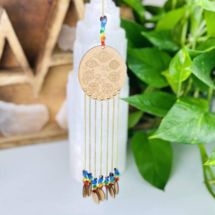 Rock Paradise - Wholesale Mobile - Engraved Wooden 7 Chakras Hanging Decor6