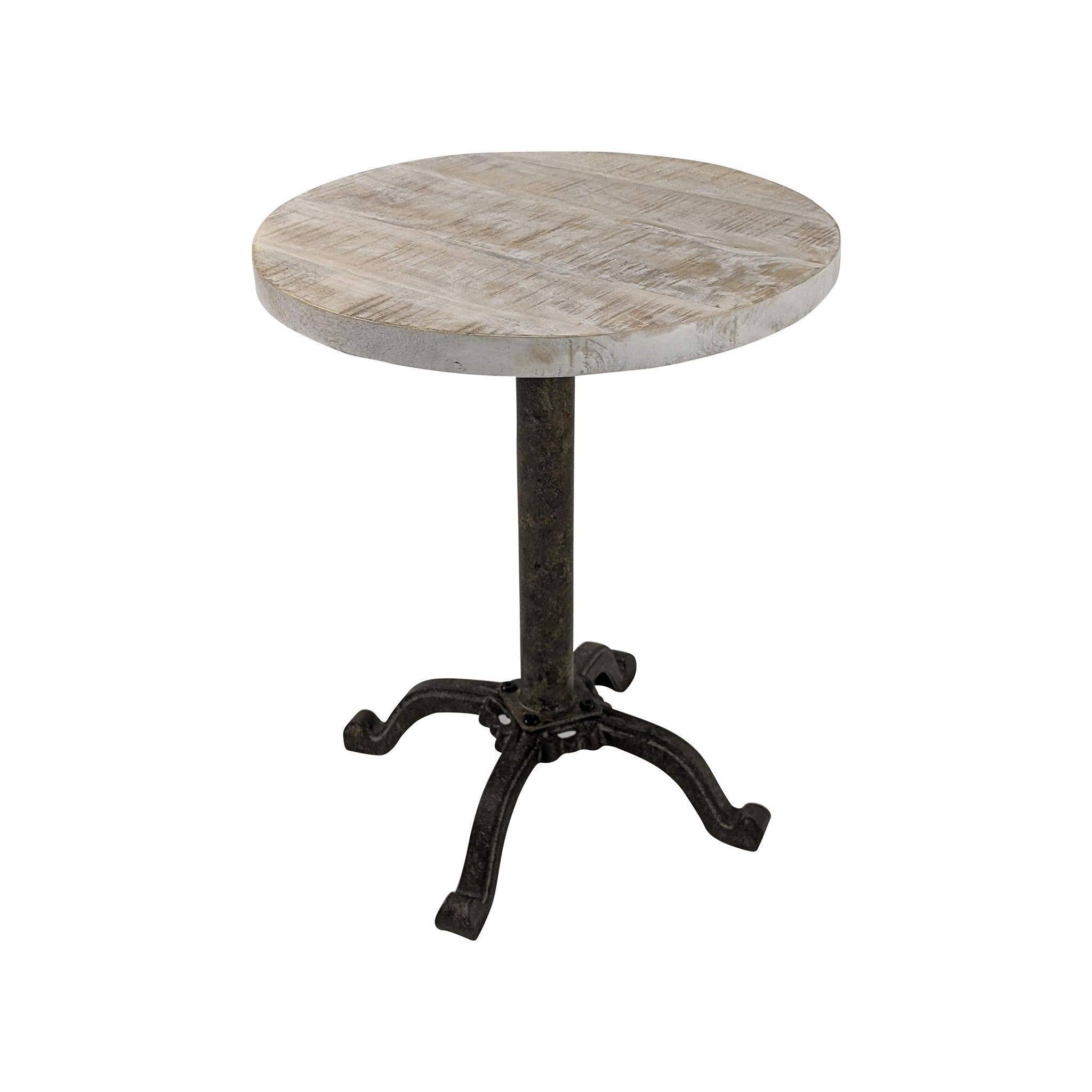 HomeRoots - Wholesale Side Table - 22" Natural and Black Solid Wood and Metal Height Adjustable Round Pedestal End Table3