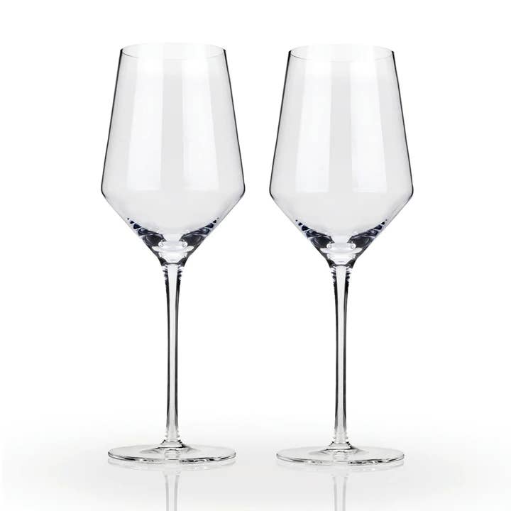Viski - Wholesale Wine Glass - Rayeâ„¢ Angled Crystal Chardonnay Glasses - Set of 2