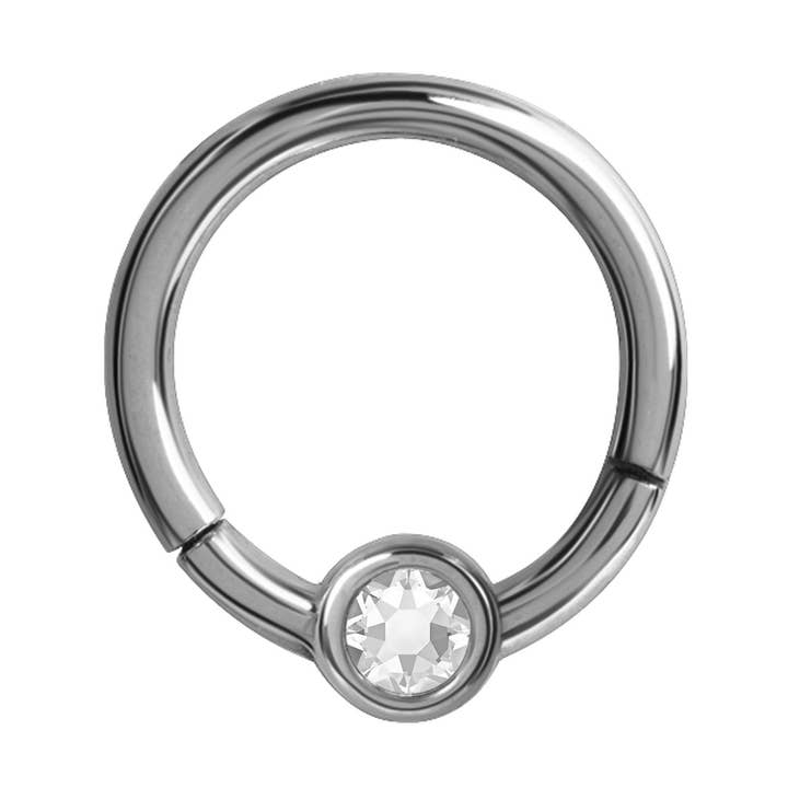 Anneau en acier chirurgical avec cristal (1,2 mm) pour la vente par Bodywings