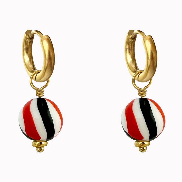 Brincos com contas listradas por atacado de Don' aparte