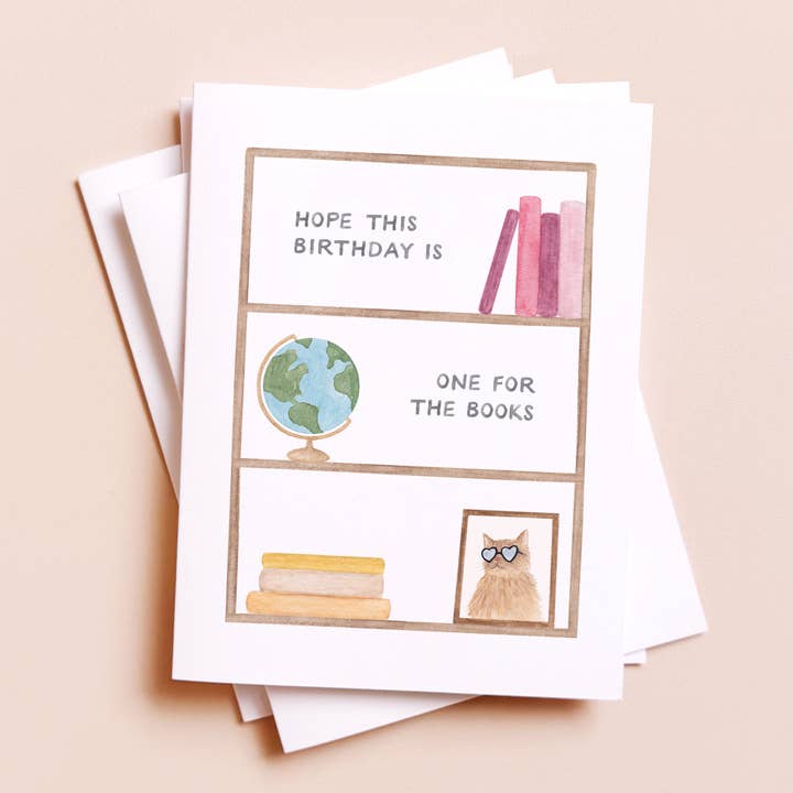 Amy Zhang - Wholesale Birthday Card - One For The Books — Book Pun Birthday Card0