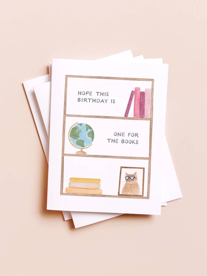 One For The Books — Book Pun Birthday Card for wholesale by Amy Zhang