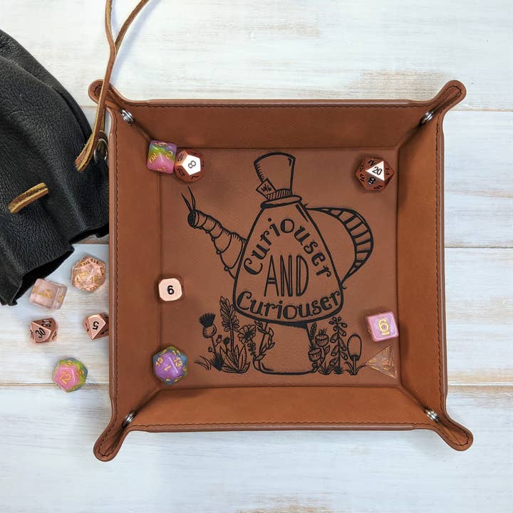 Curiouser and Curiouser - Vegan Leather Dice Tray for wholesale by Pigsey Art