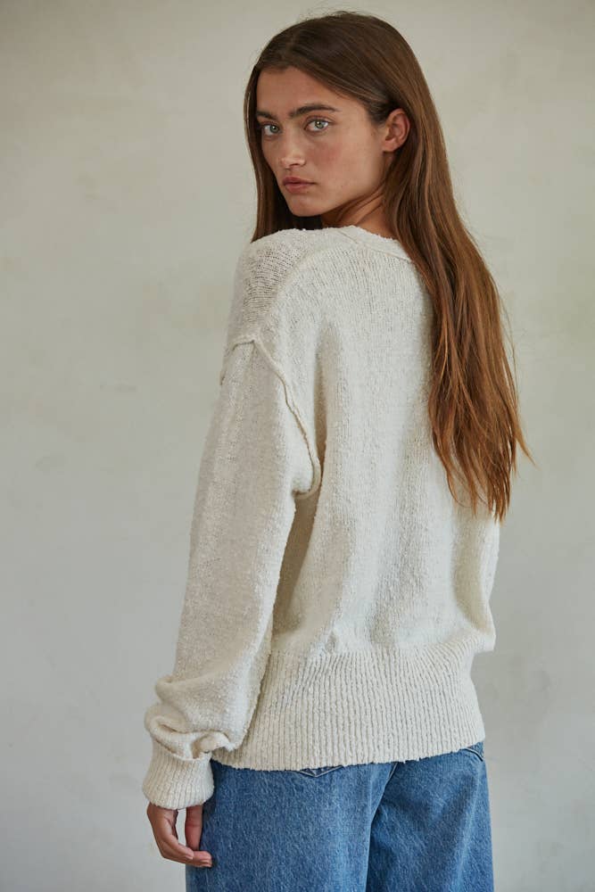 Ivory W1546 | Knit Sweater Button Down Cardigan for wholesale on Faire2