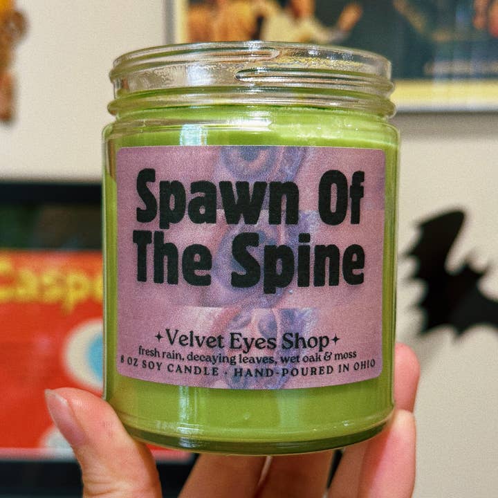 Velvet Eyes Shop - Wholesale Jar/Filled Candle - Spawn of the Spine Soy Candle - The Substance Inspired0