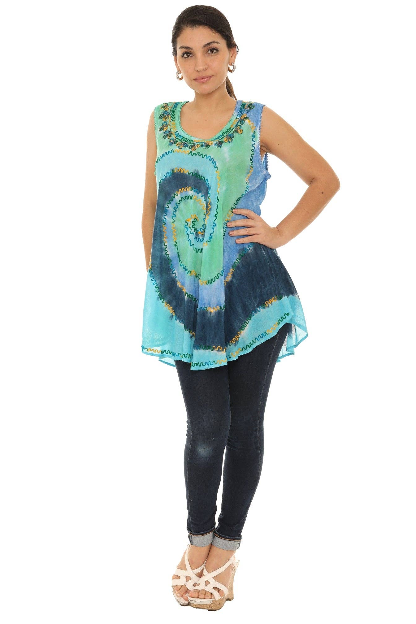 Shoreline Wear. INC - Wholesale Tunic - Women's - Tie-Dye Swirl Sleeveless Scoop Neck Top5