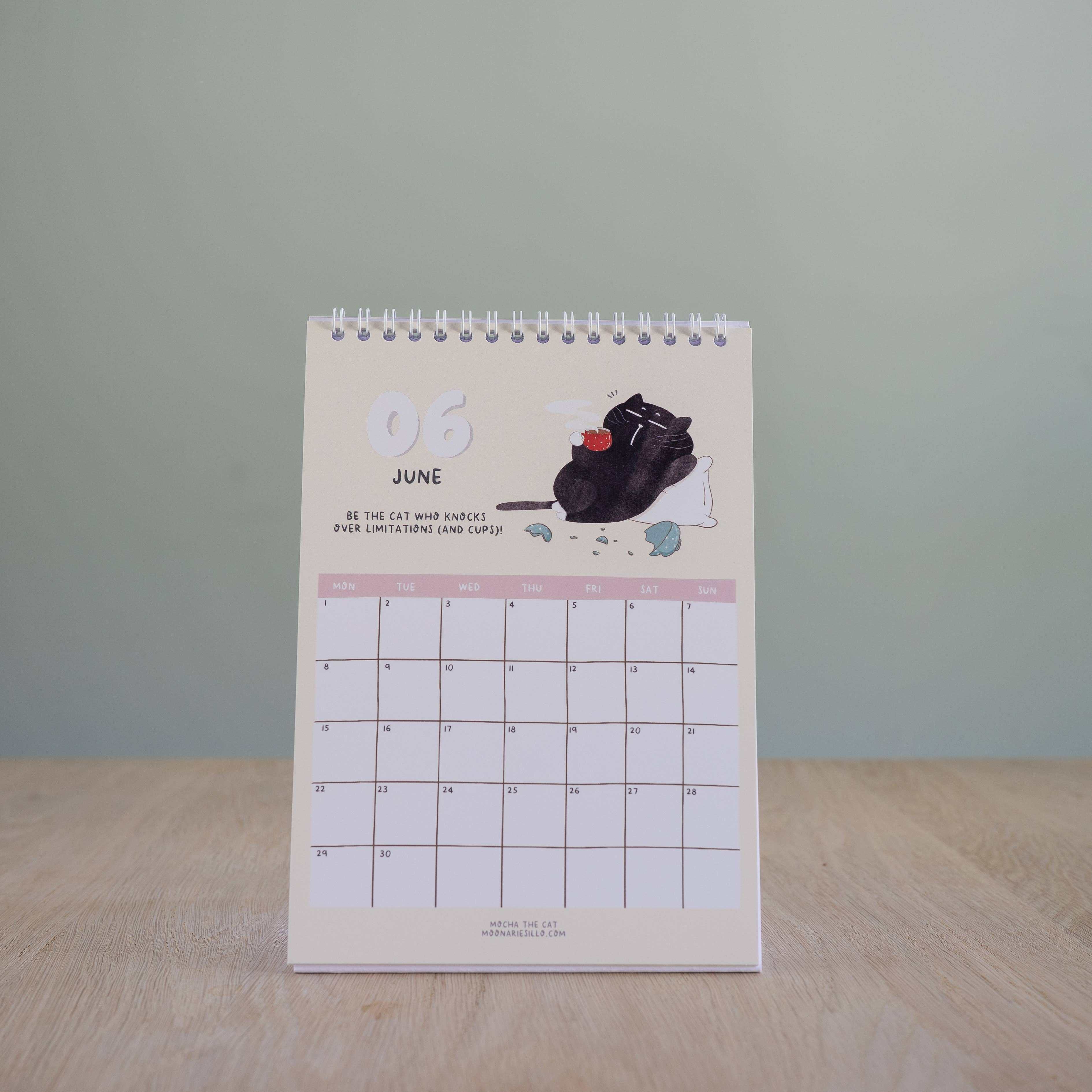 Moonaries illo - Wholesale Calendar - Cute Black Cat Desk Calendar 2026 - A5 portrait6