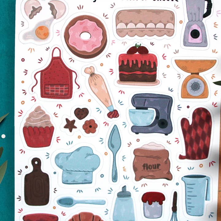Bartista - Wholesale Sticker - Baking Time Sticker Sheet, Bullet journal stickers, Planner