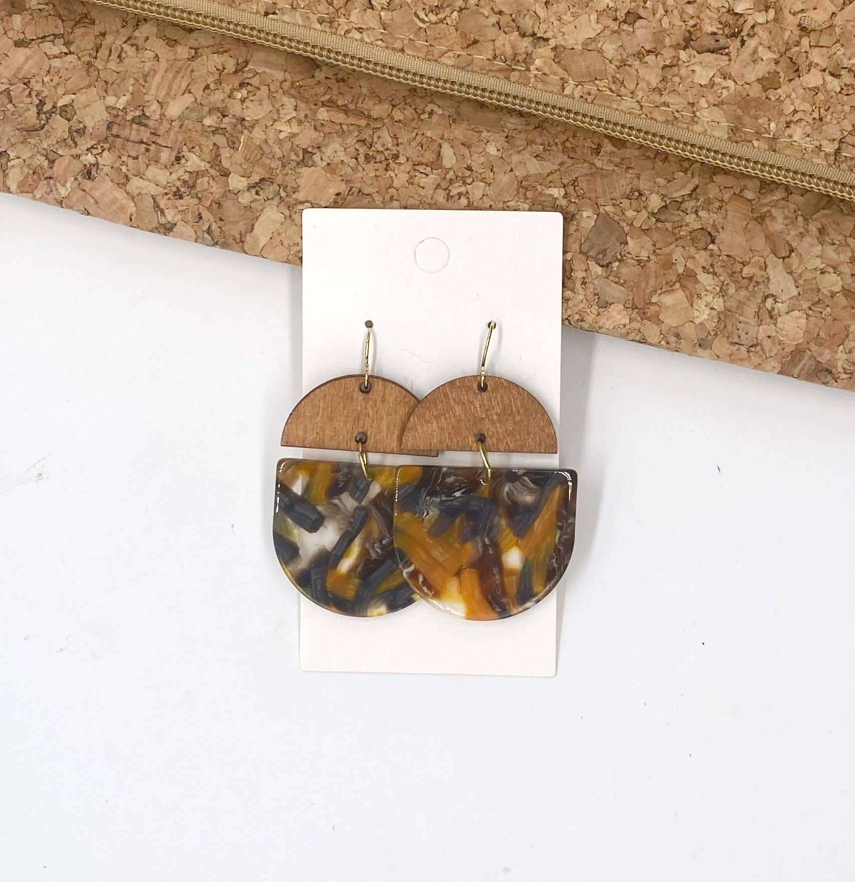Baubles by B - Wholesale Dangle Earrings - Squash Wood and Acrylic Deco Drops3
