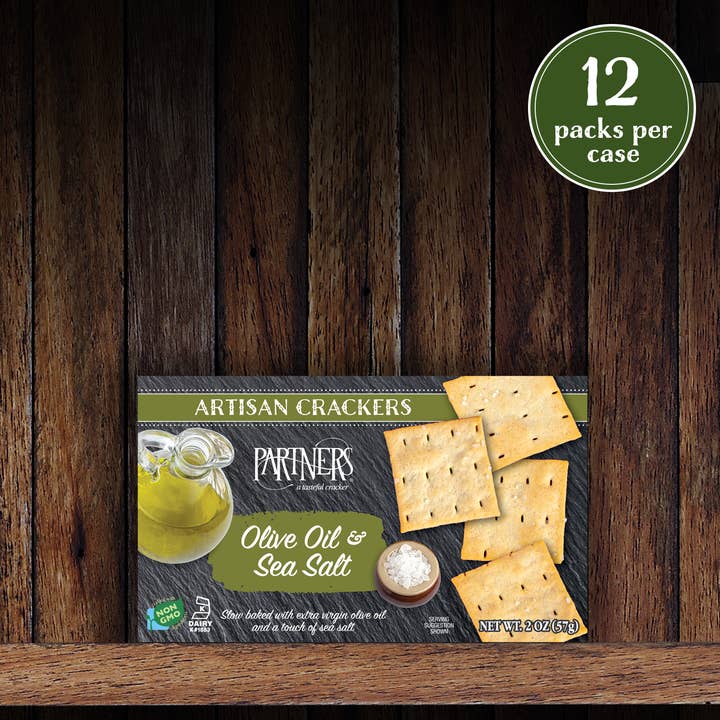 Partners Crackers - Wholesale Crackers - Olive Oil & Sea Salt Snack Crackers - 2 oz Gift Box