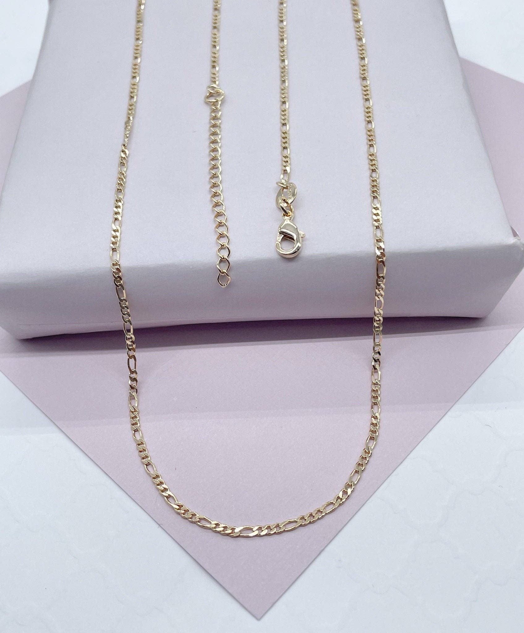 Milie – Engroshandel Led/kæde halskæde – 18k GF 2mm Figaro 3X1 Kædehalskæde2