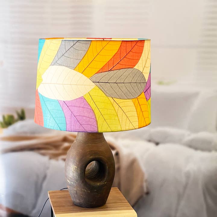 Eangee Home Design – wholesale Lampshade – 18 Inch Tapered Drum Shade Multi Color, Shade Real Leaves