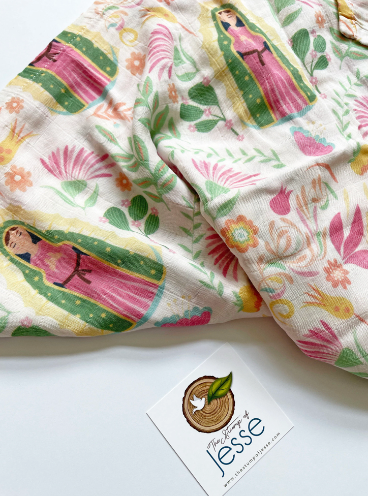 The Stump of Jesse - Wholesale Swaddle - Baby - Our Lady of Guadalupe Muslin Deluxe Swaddle | Catholic gift4