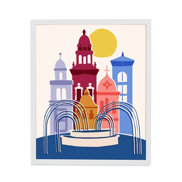 Plaza Fountain Art Print for wholesale by Ampersand Design Studio